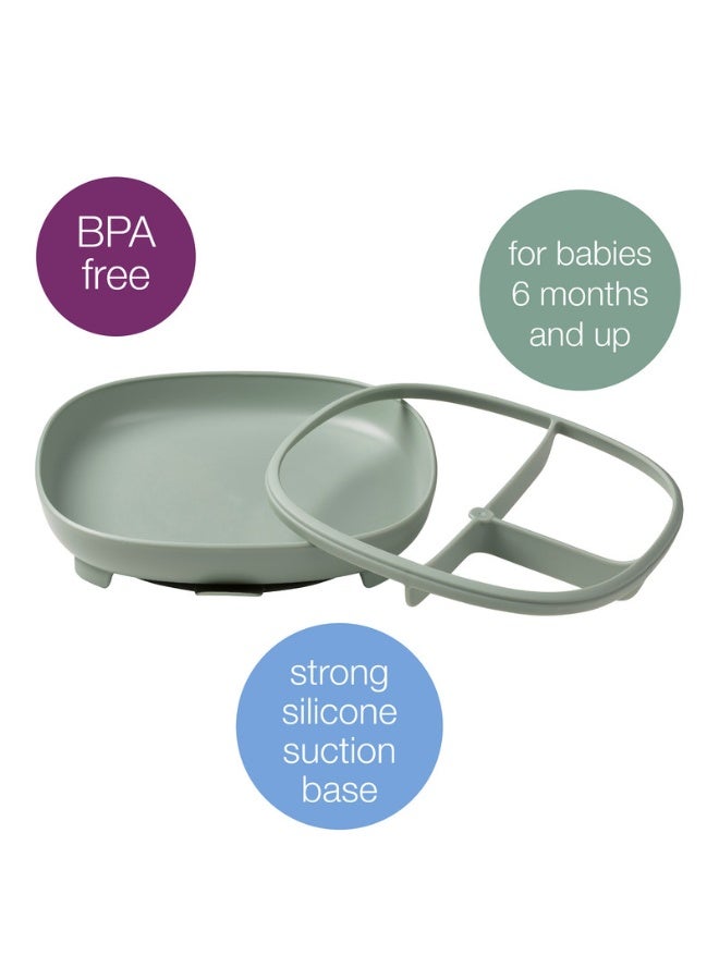 b.box 2 in 1 suction plate, Strong suction base, Removable divider to age up, Grows with your child, Curved sides for easy scooping, Dishwasher Safe, From 6m+ - Image 2