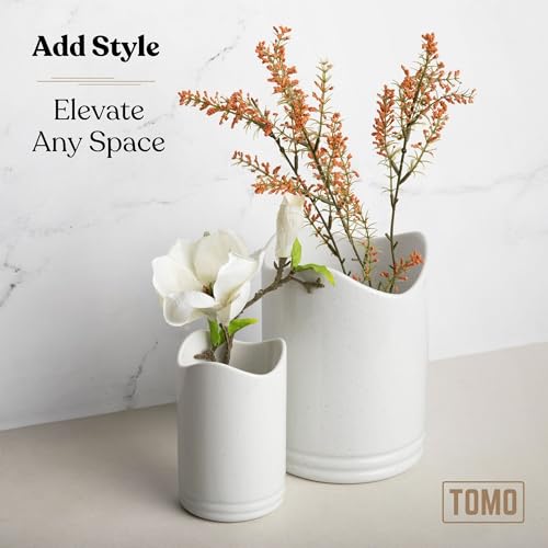 TOMO Utensil Holders - Set of 2 - Large and Small Ceramic Kitchen Utensil Organizer - Cooking Utensil Crocks for Kitchen Counter - Image 4