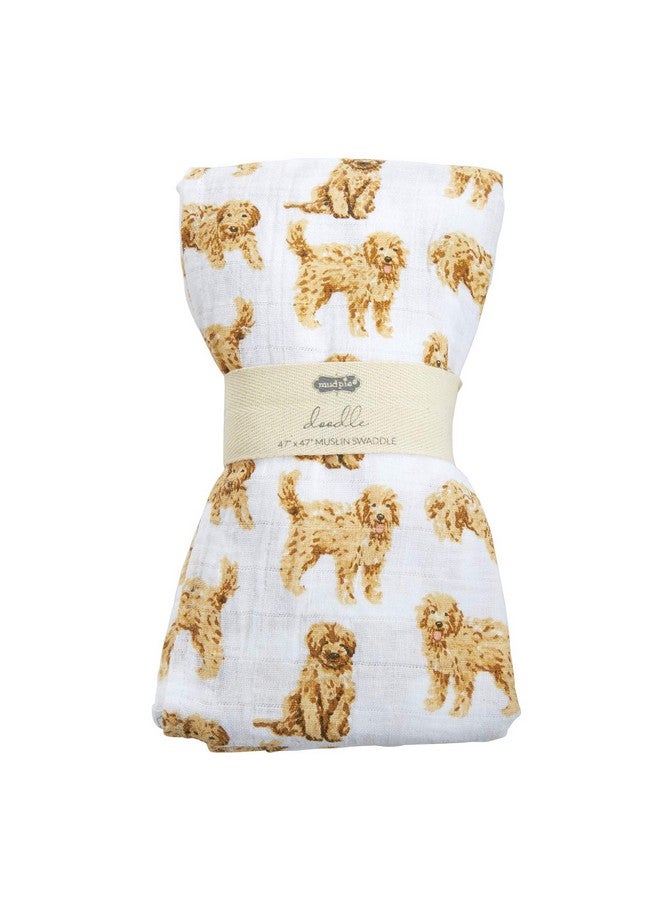 Mud Pie Golden Doodle Print Baby Swaddle Blanket, 47" x 47", - Image 1