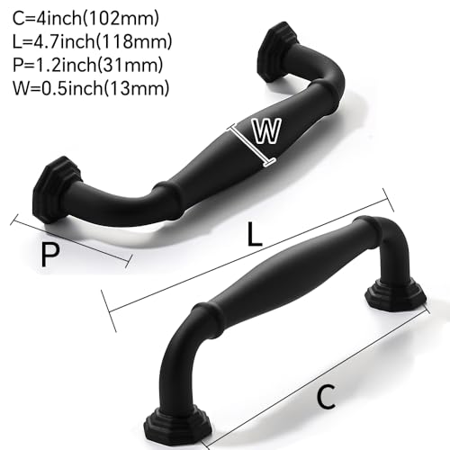 CABDM 10 Pack 4 Inch Hole Center Matte Black Heavy Duty Solid Cabinet pulls Ideal for Dressers Bathroom cabinets and Kitchens cabinets - Image 3