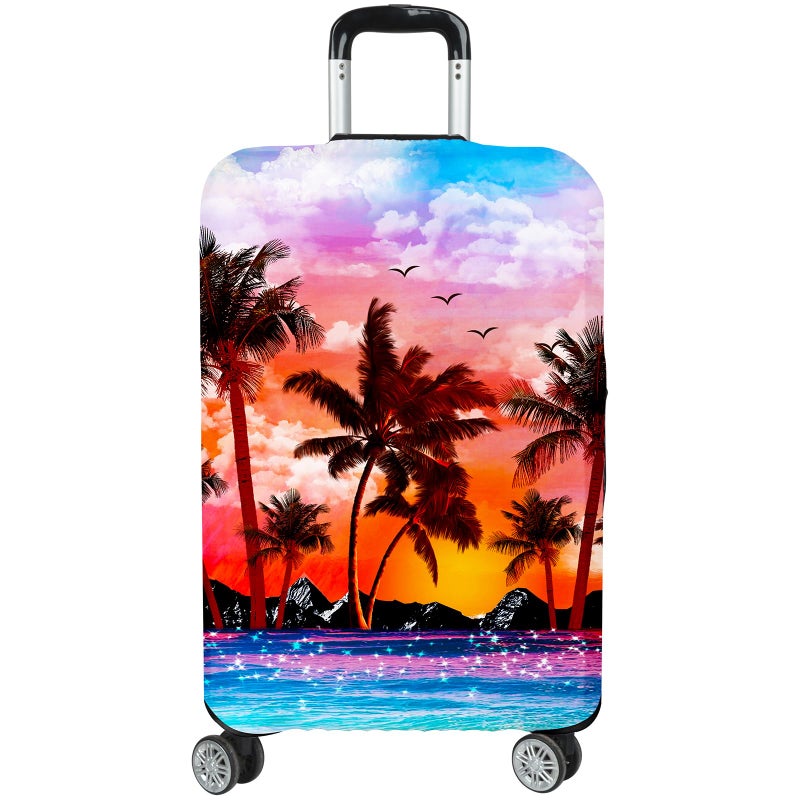 Lattlefnki Luggage Covers for Suitcase Elastic Suitcase Covers Luggage Protector Anti-scratch Fits 28-30 Inch Sunset Coconut Tree - Image 1