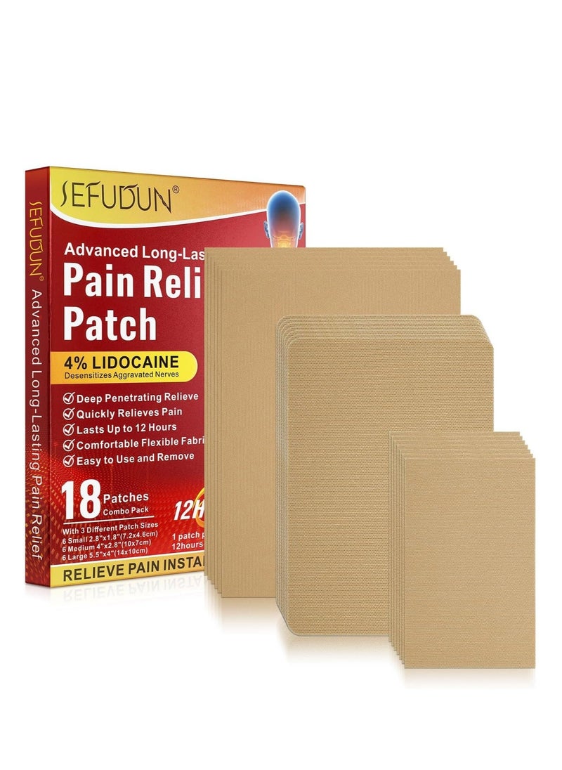 Sefudun 18PCS Pain Relief Heat Patches-with 3 Different Patch Sizes-Targeted Pain Relief up to 12h-High Elastic Stretchable Arthritis Back Shoulder Neck Knee Patches-Adhesive Heat Pads Plaster - Image 2