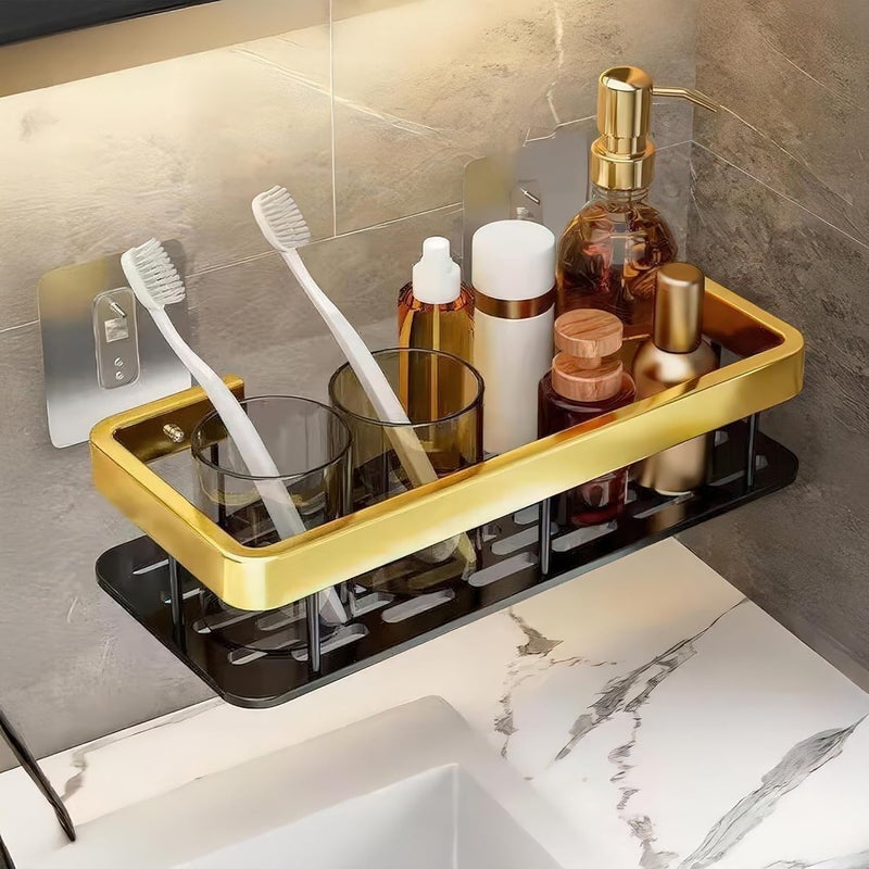 MIORAH Self Adhesive Bathroom Shelf – No Drill Rustproof Wall Organizer Rack for Toiletries & Shower Storage - Image 1