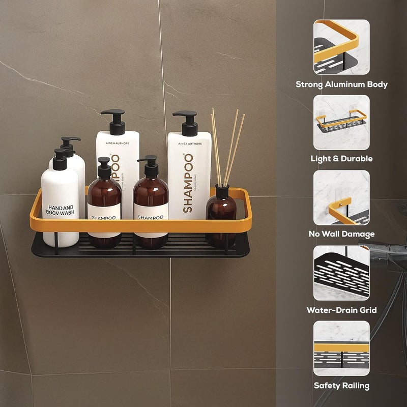 MIORAH Self Adhesive Bathroom Shelf – No Drill Rustproof Wall Organizer Rack for Toiletries & Shower Storage - Image 3