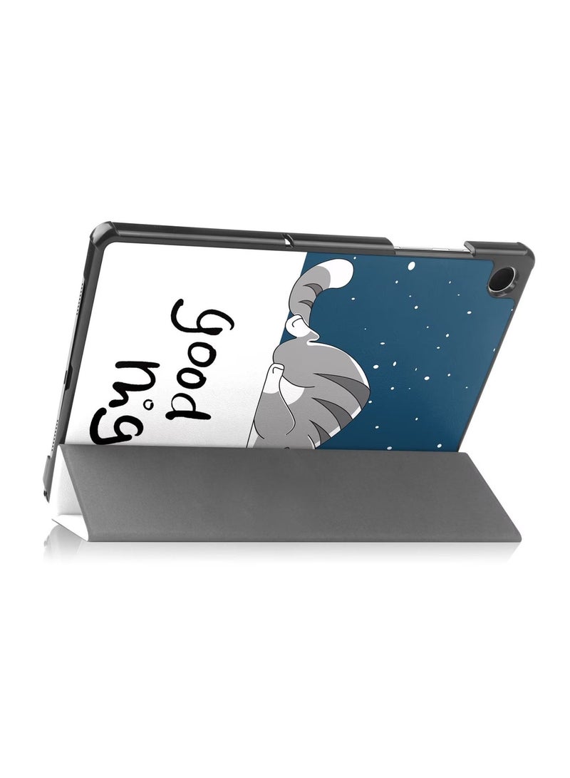 يوارب كينج جراب ذكي رفيع بظهر صلب مع حامل لهاتف Samsung Galaxy Tab A9 Plus قطة كسولة - Image 1