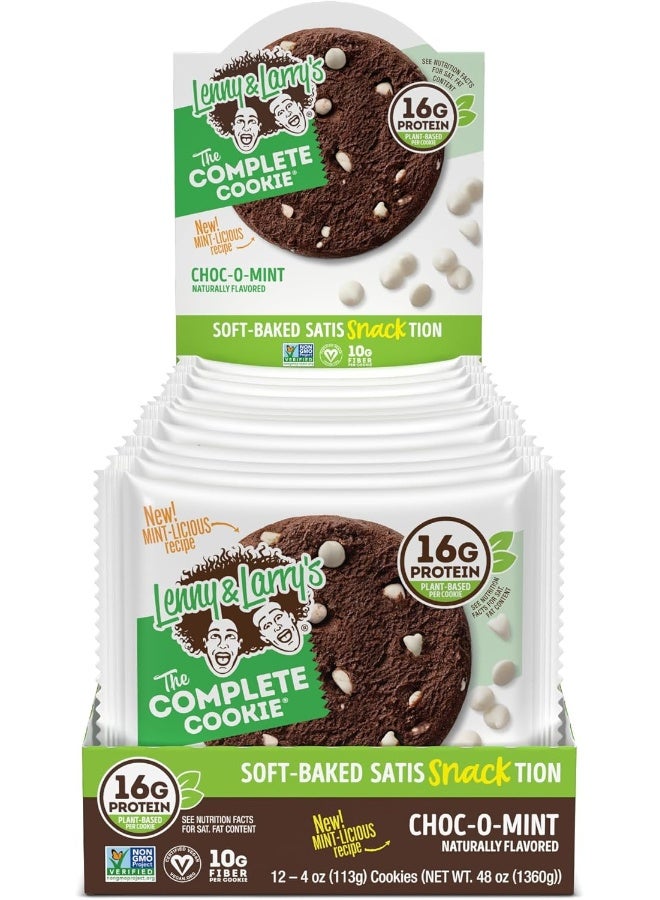 LENNY & LARRY'S Lenny & Larry's The Complete Cookie, Choc-O-Mint, Soft Baked, 16g Plant Protein, Vegan, Non-GMO, 4 Ounce Cookie (Pack of 12) - Image 5