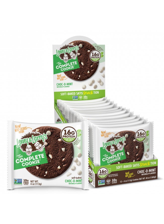 LENNY & LARRY'S Lenny & Larry's The Complete Cookie, Choc-O-Mint, Soft Baked, 16g Plant Protein, Vegan, Non-GMO, 4 Ounce Cookie (Pack of 12) - Image 1