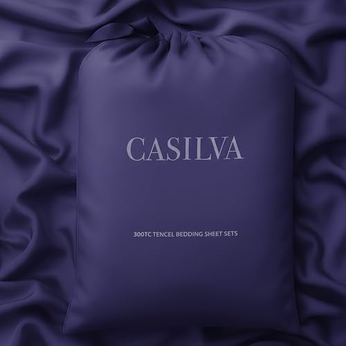 CASILVA Eucalyptus Sheets Infused with Silver for AntiOdor Softer Than Silk Fibers More Cooling Than Cotton Perfect for Hot Sleepers Sensitive Skin 100 Tencel Lyocell Queen Sheet Set - Image 1