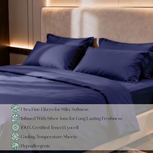 CASILVA Eucalyptus Sheets Infused with Silver for AntiOdor Softer Than Silk Fibers More Cooling Than Cotton Perfect for Hot Sleepers Sensitive Skin 100 Tencel Lyocell Queen Sheet Set - Image 3
