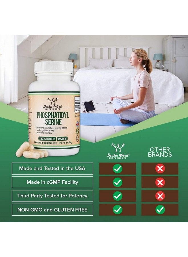 Double Wood Supplements - Phosphatidylserine Supplement 300Mg Per Serving Manufactured In The Usa 120 Capsules (Phosphatidyl Serine Complex) Brain Booster Focus Supplement For Adults (Cortisol Manager) By Double Wood - Image 1