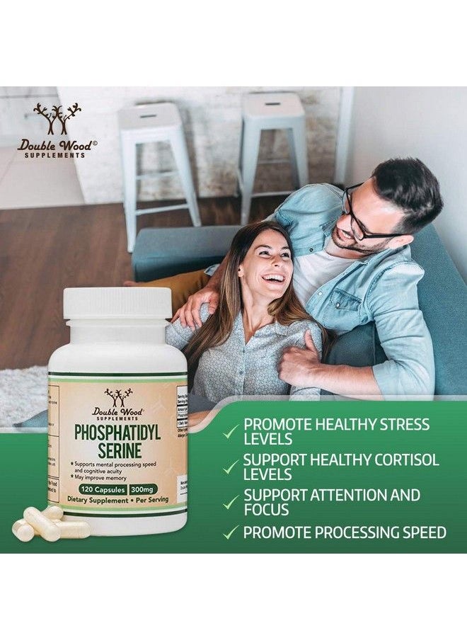 Double Wood Supplements - Phosphatidylserine Supplement 300Mg Per Serving Manufactured In The Usa 120 Capsules (Phosphatidyl Serine Complex) Brain Booster Focus Supplement For Adults (Cortisol Manager) By Double Wood - Image 1