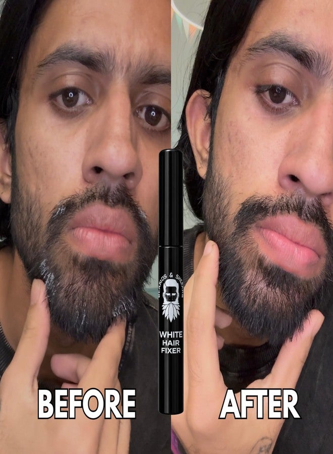 BEARDS & SHEARS قلم تلوين الشعر الأبيض الفوري للرجال من بيردز آند شيرز | مقاوم للماء، مقاوم للتلطخ والعرق | تغطية الشيب للحية والرأس في 10 ثوانٍ | خالٍ من الأمونيا والبارابين | شمع لتغطية اللحية | لون فوري للشارب للرجال - Image 5