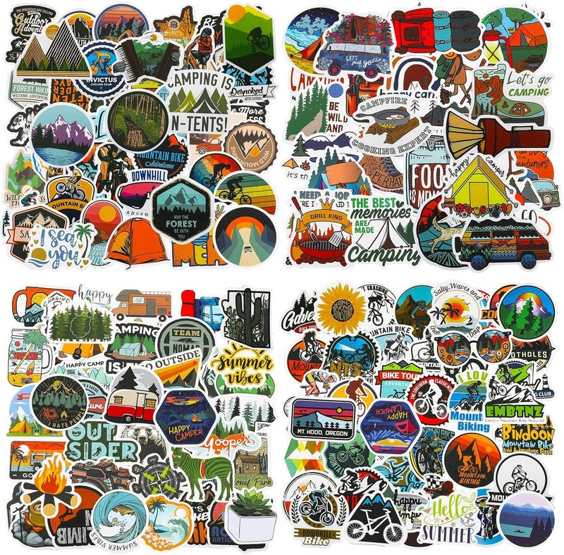 klarako 200 Pieces Vinyl Waterproof Wilderness Nature Stickers Hiking Camping Travel Decals for Water Bottles, Phone, Computer, Luggage, Guitar, Adults Teens Girls (Adventure Style) - Image 1