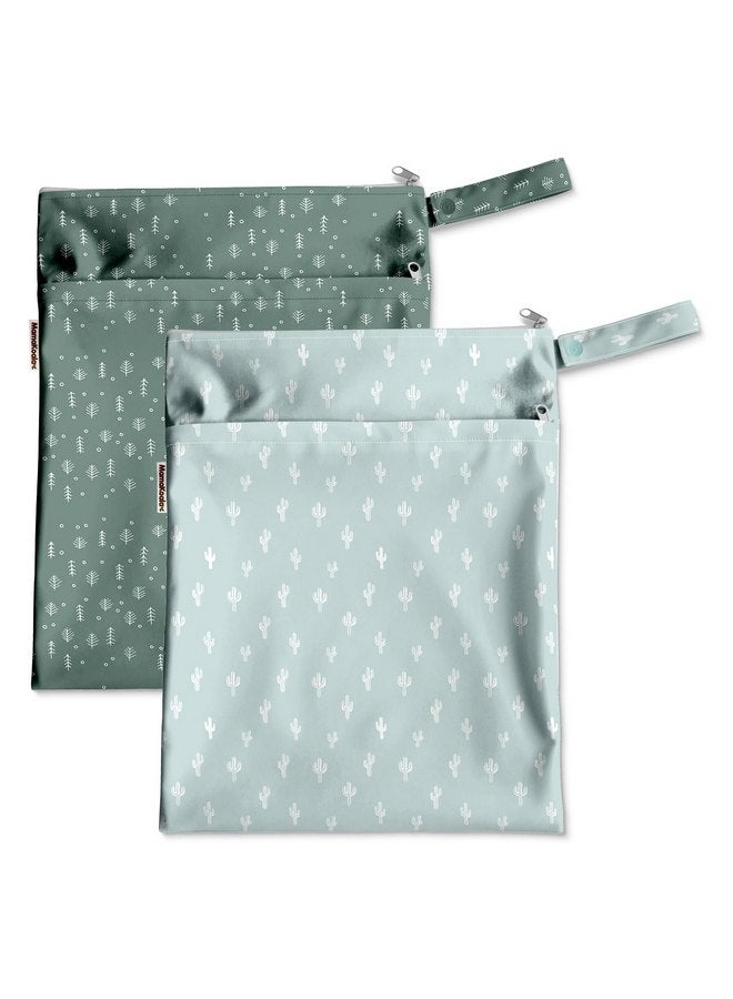 ماما كوالا حقائب ماما كوالا المقاومة للماء والرطبة والجافة لمستلزمات الأطفال والحفاضات القماشية وملابس السباحة والسفر وملابس الصالة الرياضية والشاطئ وأجزاء المضخة ولوازم النظافة وجيبين بسحّاب، عبوة من قطعتين (W017) - Image 1