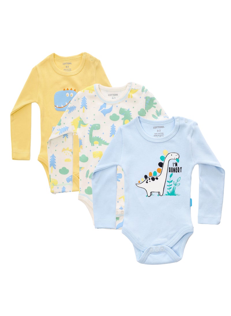 COTTONIL Bundle Of (3) Long Sleeves Snap Closure Bodysuit  - Image 1