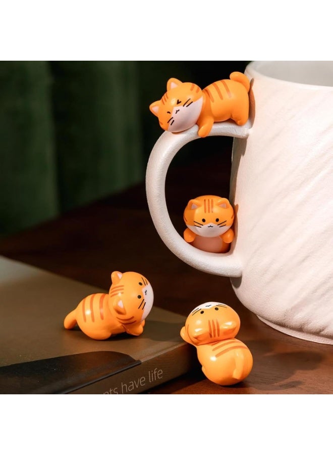 Tazweeq Mini Cat Cute Car Accessories, Funny Rear View Mirror & Dashboard Decorations Cute Car Ornament Interior Decors Gift, Orange(8 Pcs) - Image 2