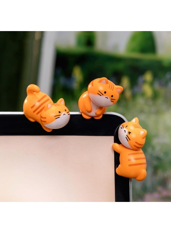 Tazweeq Mini Cat Cute Car Accessories, Funny Rear View Mirror & Dashboard Decorations Cute Car Ornament Interior Decors Gift, Orange(8 Pcs) - Image 5