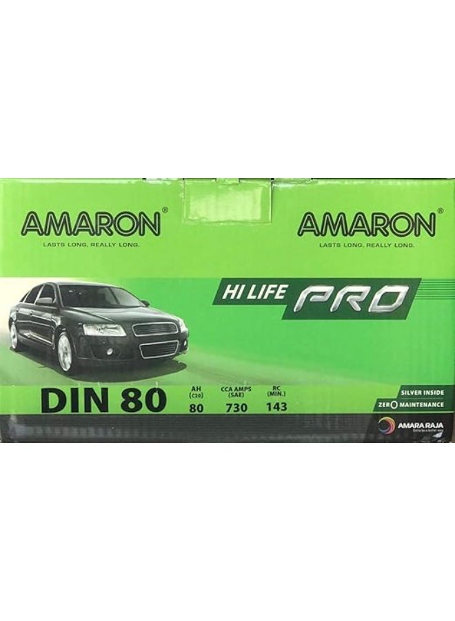 Amaron HI LIFE PRO Car Battery 12V 80AH Din80 58014 58039 - Image 1