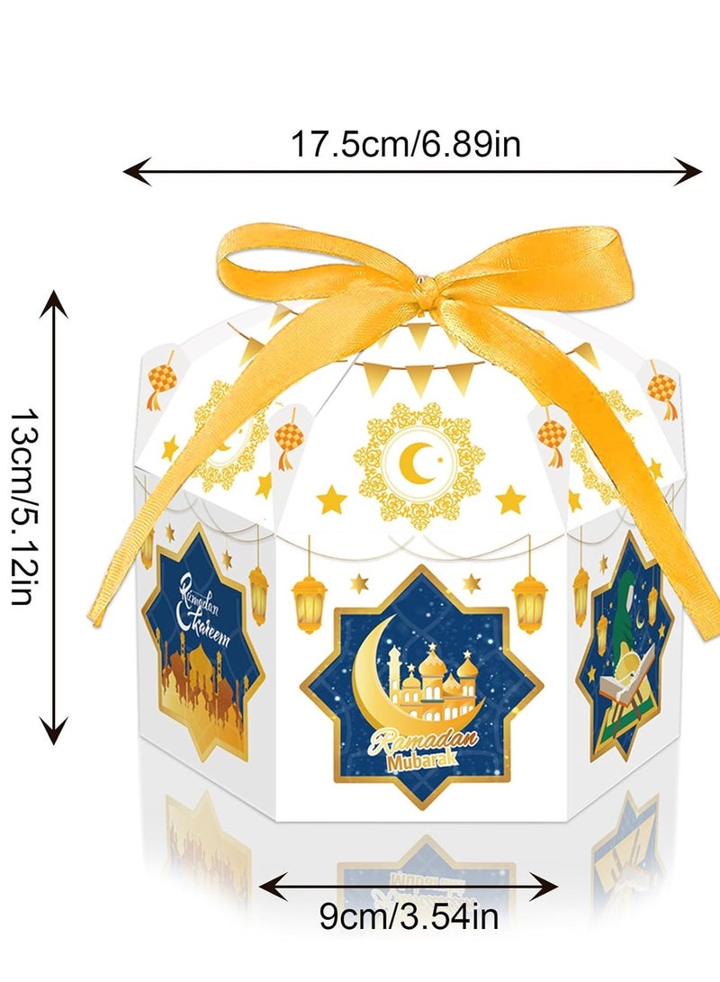 الأزرق جي دبليو 12 قطعة من علب هدايا مبارك لرمضان والعيد صناديق كرتون صغيرة قابلة لإعادة التدوير ومطبوعة لعيد رمضان مناسبة للحلوى والبسكويت والوجبات الخفيفة مع مقابض للحفلات 4 أنماط أكياس هدايا تذكارية لعيد مبارك زينة رمضان كريم عيد مبارك للمنزل هدايا رمضان وعيد مبارك خصم متاح - Image 5