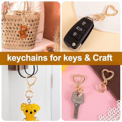 Winsyison 2pcs Double Opening Keychain Clip, Heart Spring Snap Hooks for Lanyards DIY Crafts Making, Zinc Alloy Swivel Keychain Clasp for Camping Hiking Travelling- Gold - Image 5