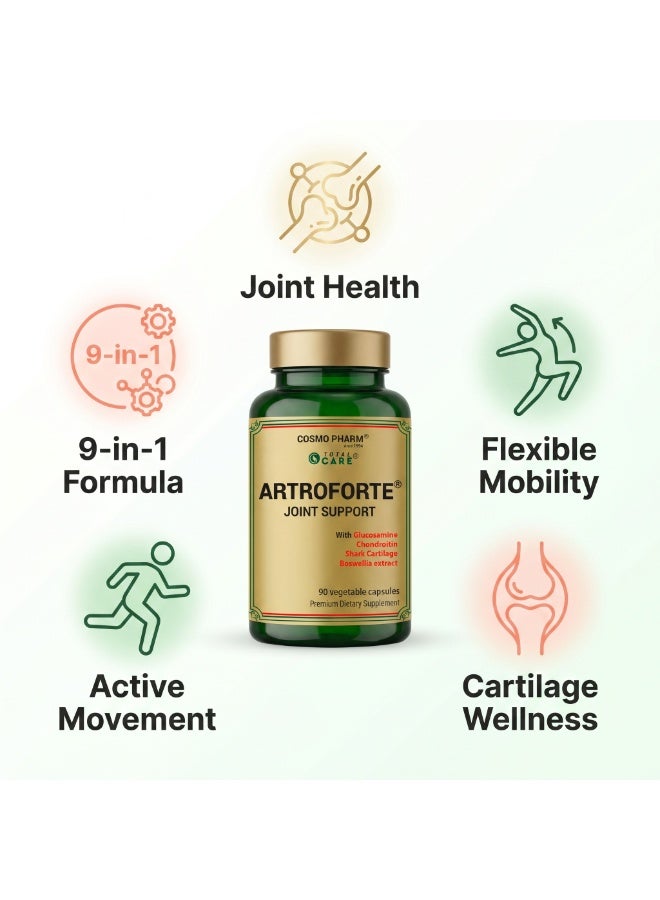 Cosmo Pharm Artroforte Joint Complex | Glucosamine, Chondroitin & Boswellia | Supports Joint Comfort, Mobility & Flexibility | 90 Vegetable Capsules - Image 3