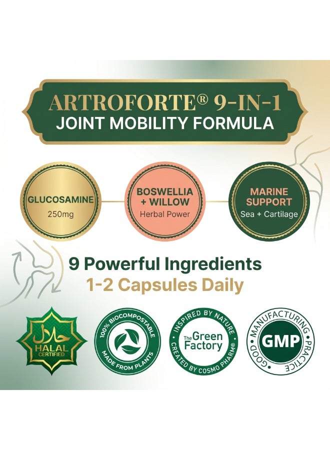 Cosmo Pharm Artroforte Joint Complex | Glucosamine, Chondroitin & Boswellia | Supports Joint Comfort, Mobility & Flexibility | 90 Vegetable Capsules - Image 5