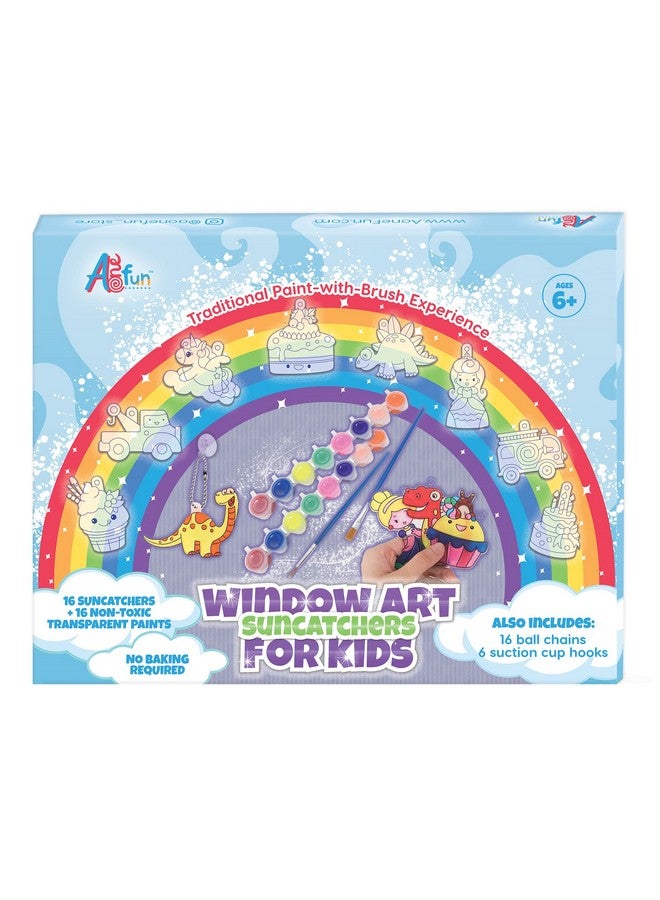 AoneFun Window Art for Kids - Stained Glass Kits for Kids with Window Paint Suncatcher Kits for Kids Window Art Kits for Kids Painting Kits for Kids for Girls & Boys - Makes 16 Suncatcher Keychains - Image 2