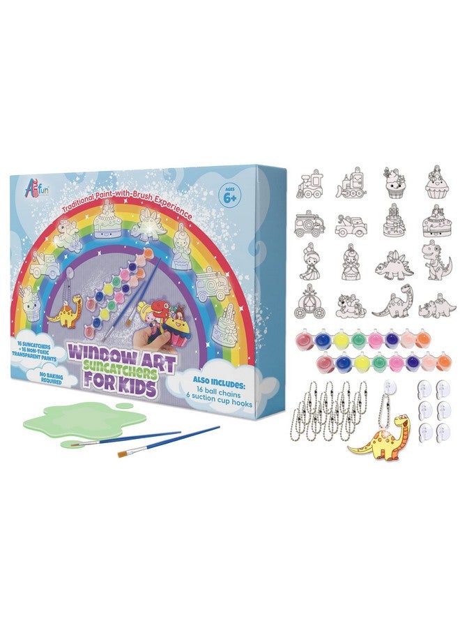 AoneFun Window Art for Kids - Stained Glass Kits for Kids with Window Paint Suncatcher Kits for Kids Window Art Kits for Kids Painting Kits for Kids for Girls & Boys - Makes 16 Suncatcher Keychains - Image 1