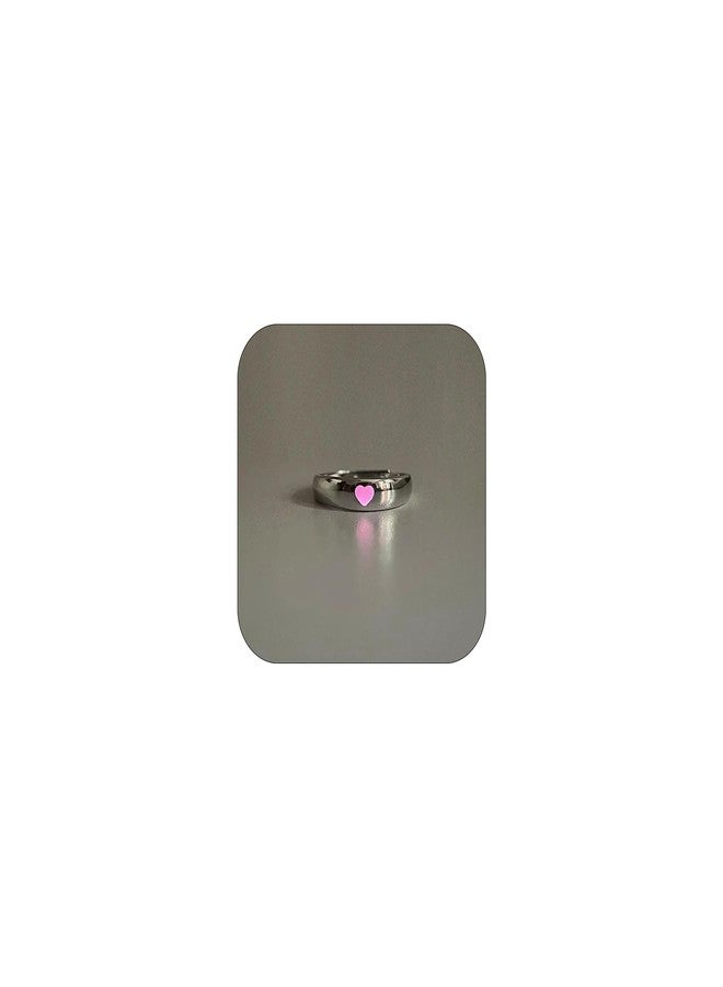 ZMANYIJEW Glowing Heart Ring Pink Blue Funny Heart Dark Luminous Ring Valentine's Day Promise Ring for Women - Image 1
