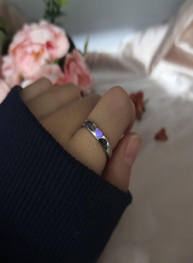 ZMANYIJEW Glowing Heart Ring Pink Blue Funny Heart Dark Luminous Ring Valentine's Day Promise Ring for Women - Image 5