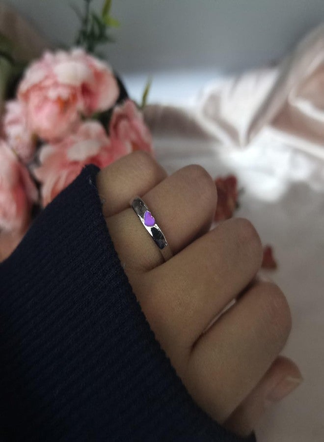 ZMANYIJEW Glowing Heart Ring Pink Blue Funny Heart Dark Luminous Ring Valentine's Day Promise Ring for Women - Image 4