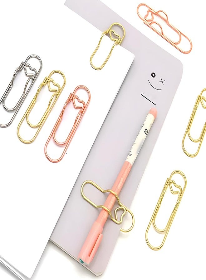Auomuo 15Pcs Colors Heart Pen Clip Metal Pencil Clips, Pen Clip for Notebook, 2.8-Inch Colorful Cute Shaped Pencil Clips, for Students, Professionals, and Teachers (15 Pcs Gold) - Image 3
