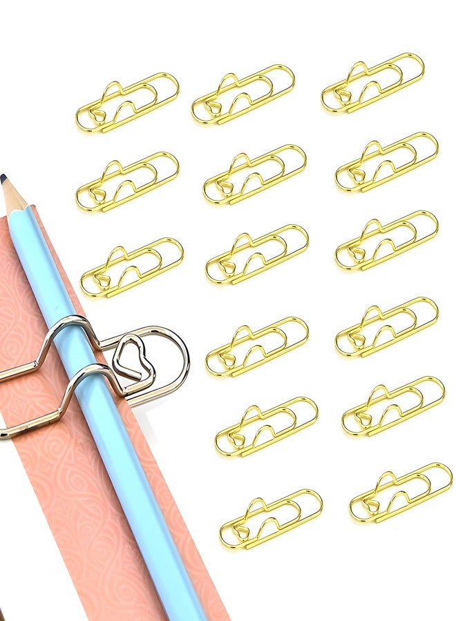 Auomuo 15Pcs Colors Heart Pen Clip Metal Pencil Clips, Pen Clip for Notebook, 2.8-Inch Colorful Cute Shaped Pencil Clips, for Students, Professionals, and Teachers (15 Pcs Gold) - Image 1