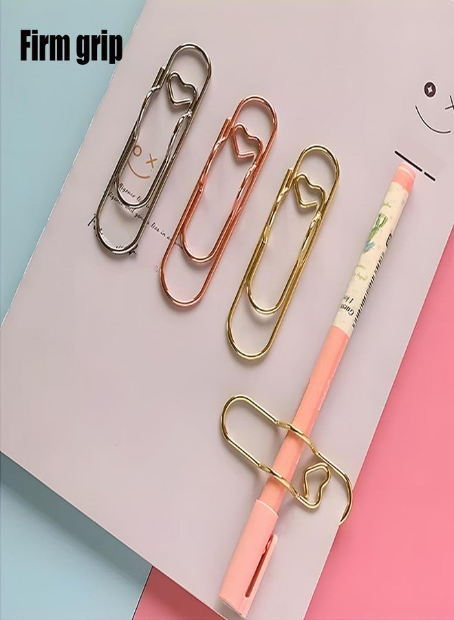 Auomuo 15Pcs Colors Heart Pen Clip Metal Pencil Clips, Pen Clip for Notebook, 2.8-Inch Colorful Cute Shaped Pencil Clips, for Students, Professionals, and Teachers (15 Pcs Gold) - Image 4