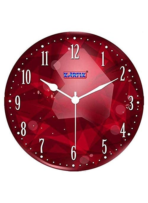 KARTIK KARTIK™ Red Color Printed Designer Round Wooden Wall Clock Without Glass for Your Home/Living Room/Bedroom/Kitchen and Office (Multicolor, 11X11 inches)  - Image 1