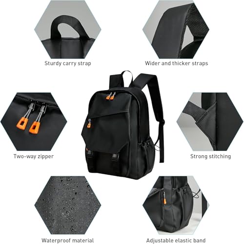 Preptep Backpack for men and boy Casual Aesthetic Backpack for Teens Girls Middle School Bookbag Travel Students Back Pack Daypack for school (black) - Image 3
