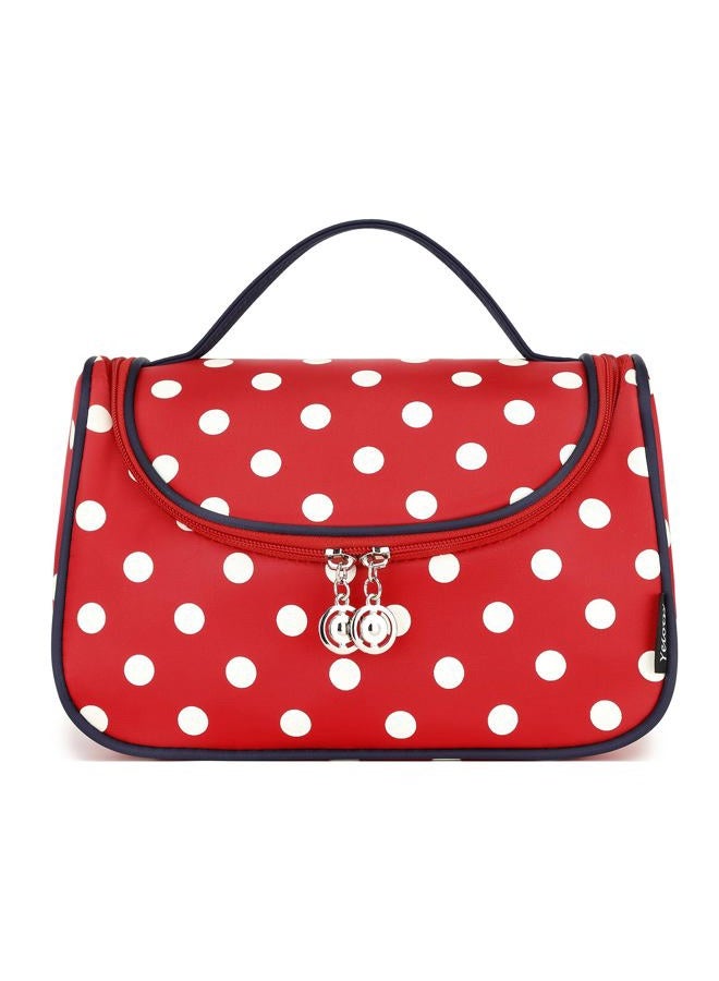 Yeiotsy (Classic Red) - Cosmetic Bag Red, Polka Dots Toiletry Organiser Travel Bag for Women (Classic Red) - Image 5