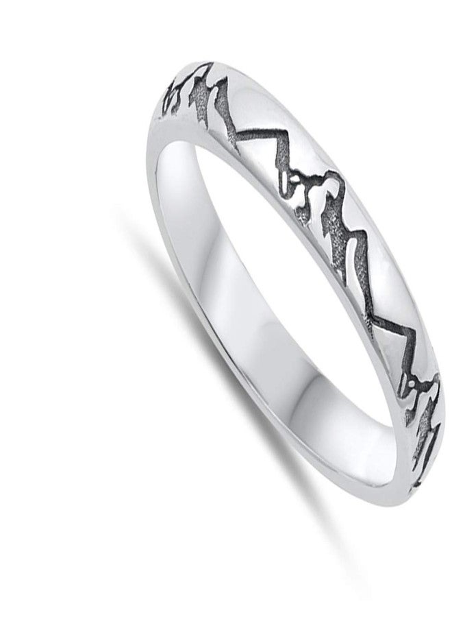 ساك سلفر خاتم سلسلة جبال مؤكسد، جديد، مصنوع من الفضة الإسترليني عيار 925، مقاس 8 - Image 2