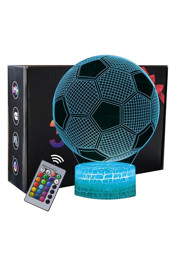 عربست 3D ليلة لكرة القدم 16 تغيير اللون USB يمكن استخدامها كضوء ليلي لكرة القدم الزخرفية مناسبة للأولاد والبنات والأطفال  - Image 1