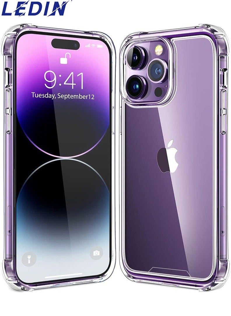 ليدين جراب شفاف لهاتف iPhone 14 Pro جراب خلفي مرن ناعم من السيليكون مقاوم للصدمات ومضاد للخدش مع زاوية معززة ومتوافق مع iPhone 14 Pro شفاف - Image 1