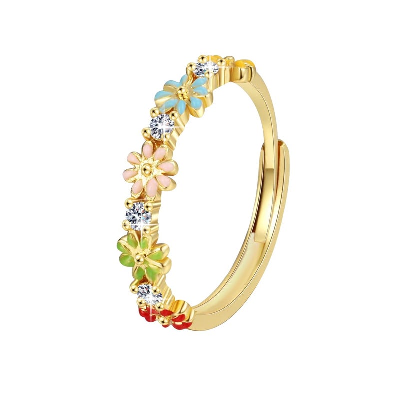 Luckilemon Dainty Daisy Rings Colourful Flower Adjustable Rings for Women Jewelry, Friendship Promise Fashion Jewelry Valentine - Image 1