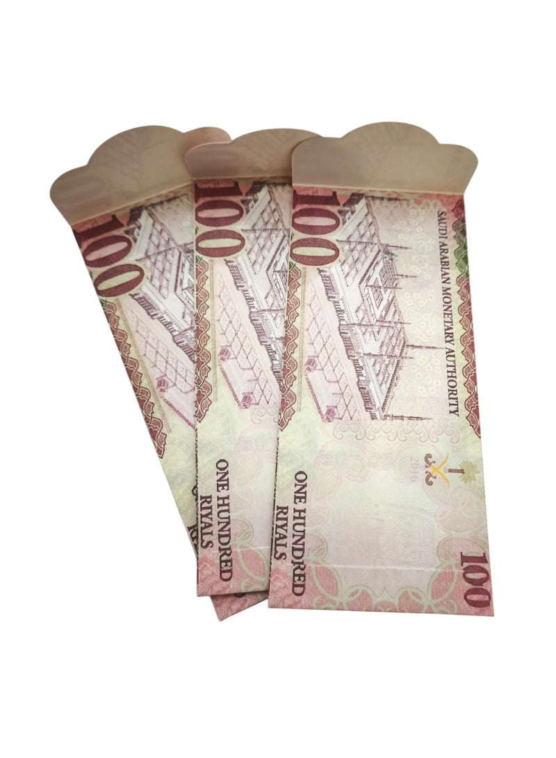 Eid Mubarak 100 Saudi Riyal Shaped Envelop for Gifting Money - Image 2