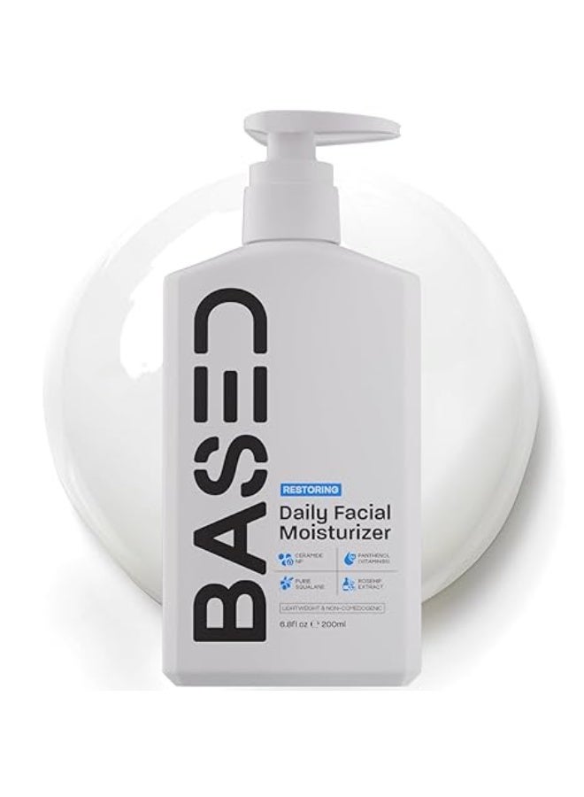 BASED BODYWORKS Men's Daily Face Moisturizer - Daily Facial Moisturizer with Squalane&Rosehip Oil - Strengthens Skin Barrier - All Skin Types (6.8 Fl Oz Pack of 1)