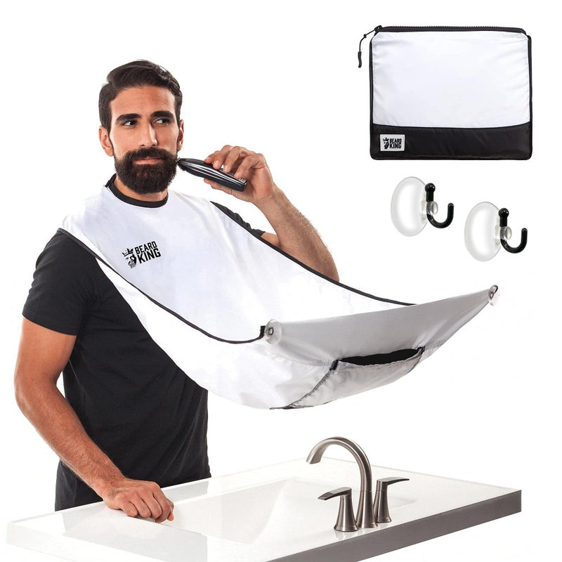 Beard King Beard Bib Apron - As Seen on Shark Tank â€“ Gifts for Him, Stocking Stuffers for Men, Mens Gift, White - Image 1