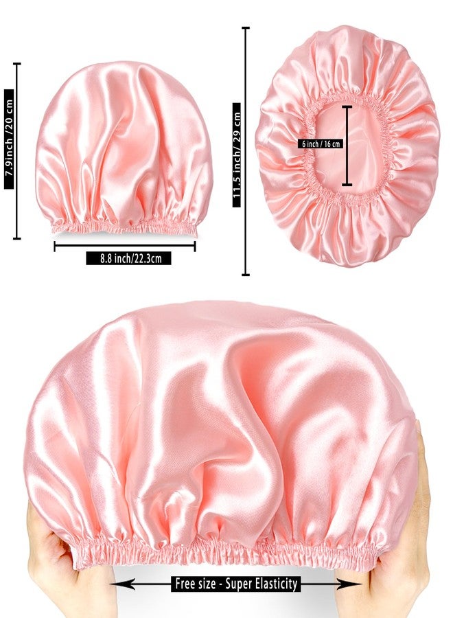 CHFONG Shower Caps for Women, 4 PCS Elastic and Reusable Bath Caps, Double Layers Shower Cap Reusable Waterproof, Bathing Shower Caps, Environmental Bath Hair Protection Cap - Solid Color B - Image 3