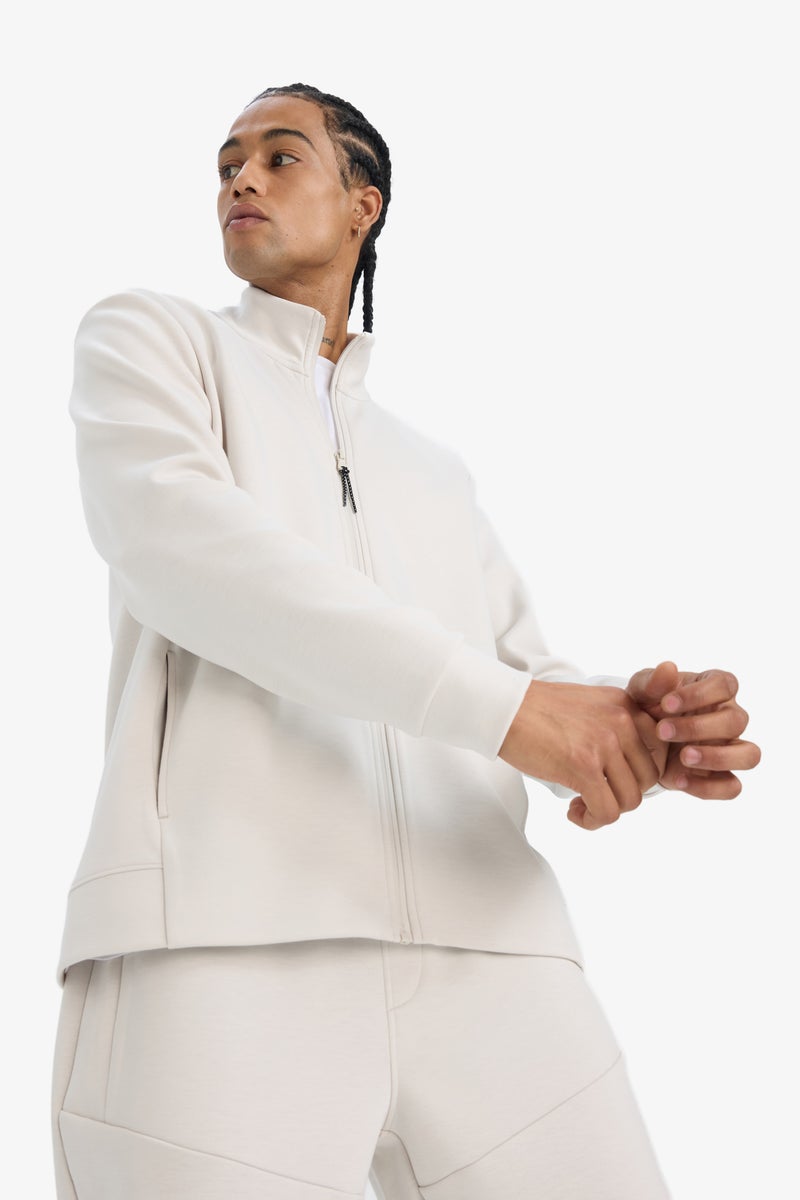 DeFacto Beige Man Standard Fit High Neck Scuba Fabric Cardigan Casual - Image 4