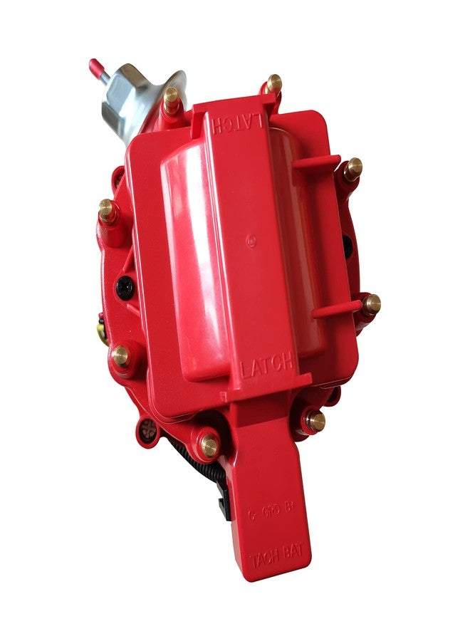 ماس موزع شرارة MAS ذو الغطاء الأحمر HEI مع أسلاك شمعات الإشعال ومجموعة أسلاك توصيل مجانية، بديل لمحركات كرايسلر ليبارون ودودج وبليموث V8 سعة 273 و318 و340 و360، بسرعة 7500 دورة في الدقيقة، وملف إشعال 65 كيلو أوم، ومجموعة HEI حمراء. - Image 5