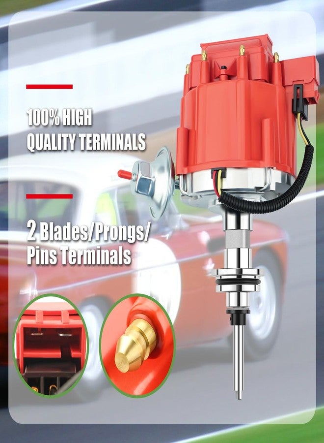 ماس موزع شرارة MAS ذو الغطاء الأحمر HEI مع أسلاك شمعات الإشعال ومجموعة أسلاك توصيل مجانية، بديل لمحركات كرايسلر ليبارون ودودج وبليموث V8 سعة 273 و318 و340 و360، بسرعة 7500 دورة في الدقيقة، وملف إشعال 65 كيلو أوم، ومجموعة HEI حمراء. - Image 2