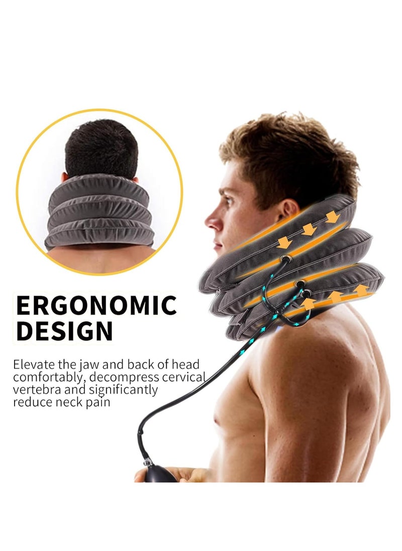 Cool Baby - COOLBABY Neck Stretcher Cervical Neck Traction Device for Neck Pain Relief - Inflatable Neck Traction Device & Cervicorrect Neck Brace for Home Use (Gray) - Image 1