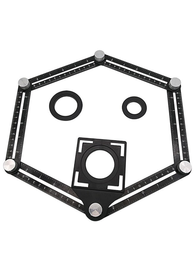 Aluminum Multinfunction Six-folding Ruler Multi Angle Measuring Tool 3-Holes Positioning Apertures For Tile Opening Hole Builders Craftsmen Carpenters Drill Guide Locator - Image 1